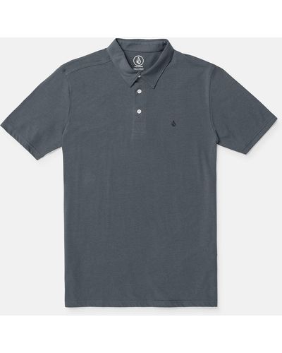 Volcom Banger Polo Short Sleeve Shirt - Charcoal - Blue