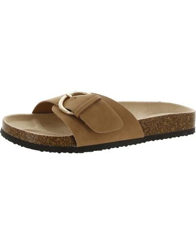 Style & Co. Elisaa Faux Leather Footbed Slide Sandals - Natural