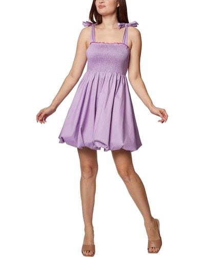 BCBGeneration Smocked Short Mini Dress - Purple