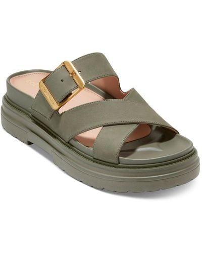 Cole Haan Fraya Round Toe Strappy Flatform Sandals - Green