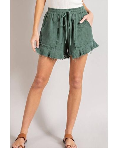 Eesome Mineral Washed Drawstring Shorts - Green