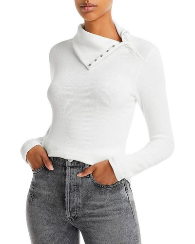 Enza Costa Sweater Knit Split Collar L/s - Gray