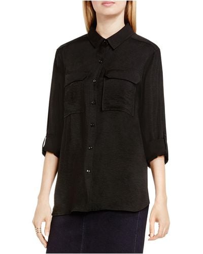 Vince Camuto Jersey Lightweight Button-down Top - Black