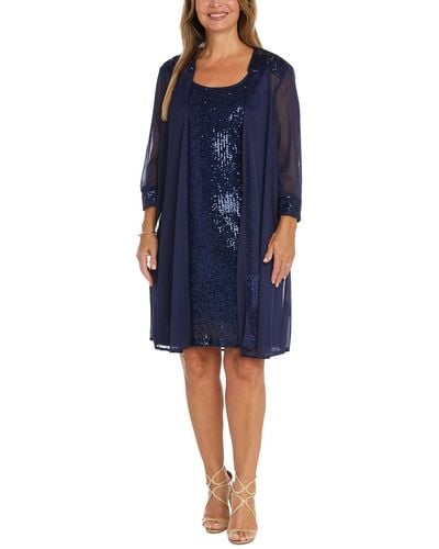 R & M Richards Sequined 2pc Cocktail And Party Dress - Blue