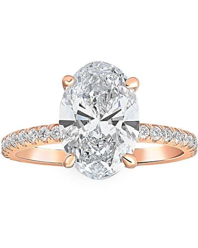 Pompeii3 Certified 2 1/2ct Oval Diamond Engagement Ring 14k Rose Gold Lab Grown - Metallic