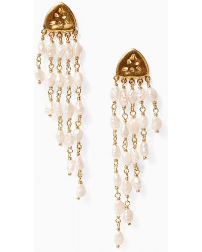 Chan Luu Bolide Earrings White Pearl In Gold - Metallic