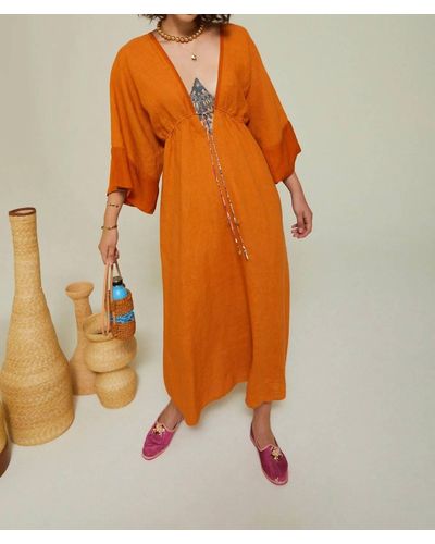 Ottod'Ame Double V Long Dress - Orange