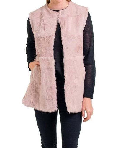 Love Token Stacy Genuine Real Rabbit Fur Vest - Pink