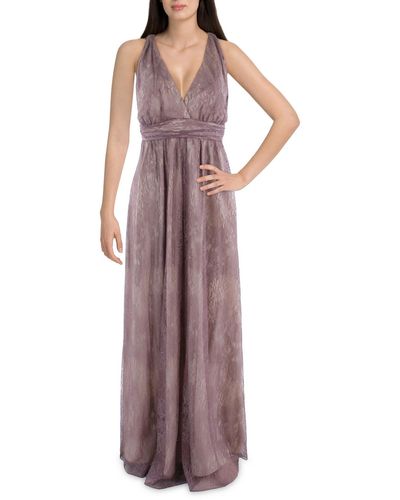Donna Karan Lace Long Evening Dress - Purple