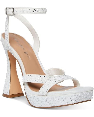 Madden Girl Zanee Faux Suede Embellished Platform Heels - White
