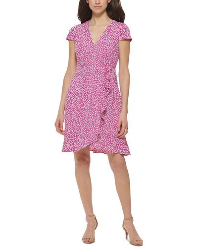Jessica Howard Knit Faux Wrap Dress - Pink