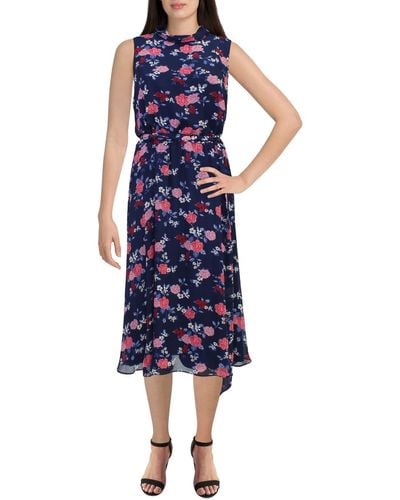 Harper Rose Floral Sleeveless Midi Dress - Blue