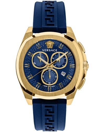 Versace Geo Chrono Silicone Watch - Blue