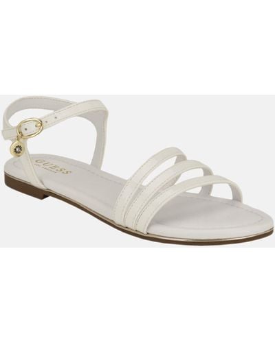 Guess Factory Lyndy Patent Faux-leather Sandals - White