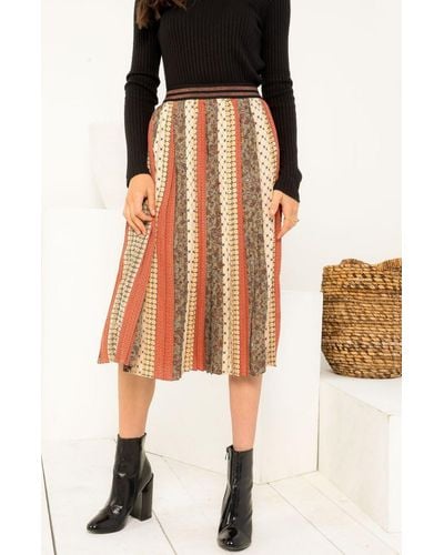 Thml Pleated Patterned Skirt - Black