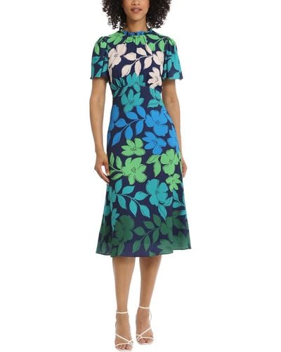Maggy London Crepe Floral Midi Dress - Green