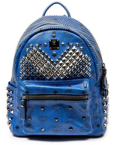 MCM Small Studded Stark Backpack - Blue