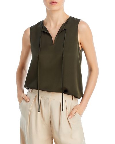 Theory Tie-neck 100% Silk Blouse - Green