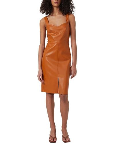 French Connection Crolenda Faux Leather Sleeveless Sheath Dress - Orange
