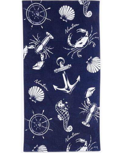Nautica Vintage Sea Print Beach Towel - Blue