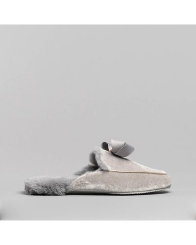 Ted Baker Bhaybe Velvet Moccasin Slippers In Light Gray - White