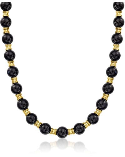Ross-Simons 9mm Onyx Bead Necklace - Brown