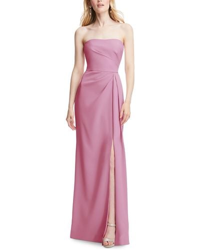After Six Pleated Polyester Evening Dress - Pink