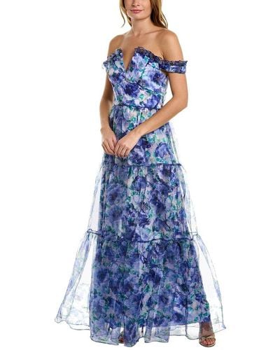 THEIA Dionne Organza Gown - Blue