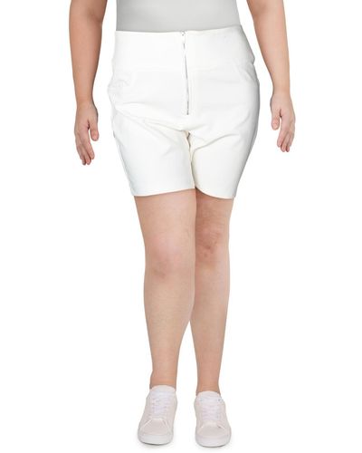 Danielle Bernstein High Waist Solid Bike Shorts - White
