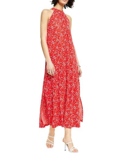 BarIII Wedding Tea-length Halter Dress - Red