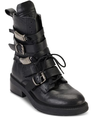 DKNY Leather Strappy Ankle Boots - Black