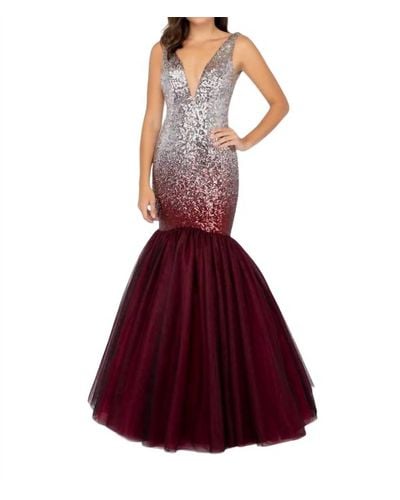 Terani Sequin Mermaid Gown - Red