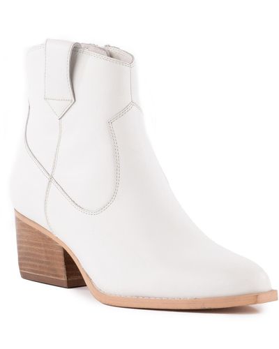 Seychelles Upside Leather Stacked Heel Ankle Boots - White