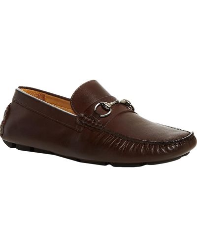 The Men's Store Bit Leather Slip On Loafers - Brown
