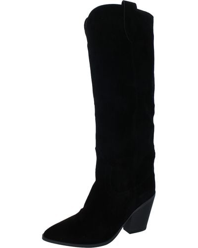 Aqua College Winnie Suede Pointed Toe Over-the-knee Boots - Black
