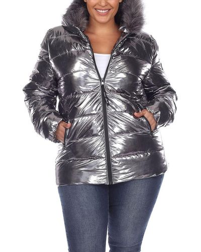 White Mark Plus Faux Fur Cold Weather Puffer Jacket - Gray