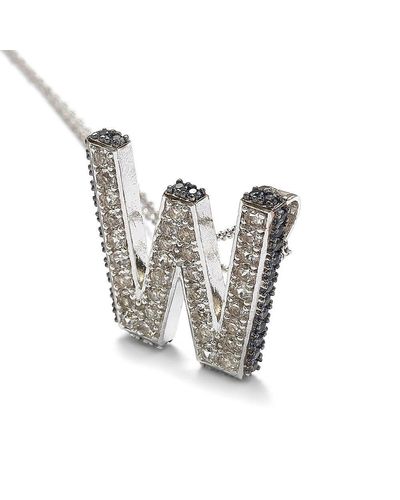 Suzy Levian Sterling Silver Sapphire & Diamond Accent Letter Pendant - Metallic
