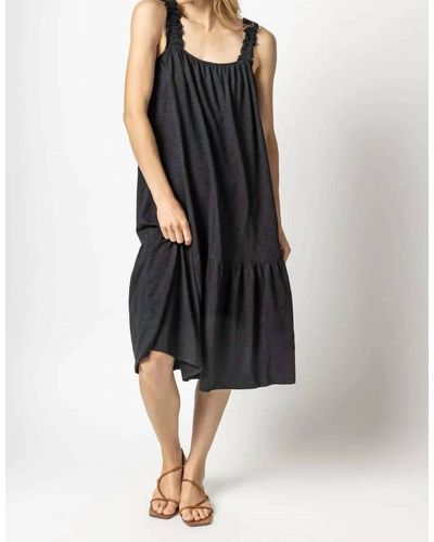 Lilla P Gathered Strap Peplum Dress - Black