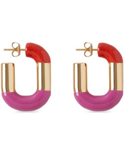Mulberry Chain Link Single Hoop Earrings - Pink