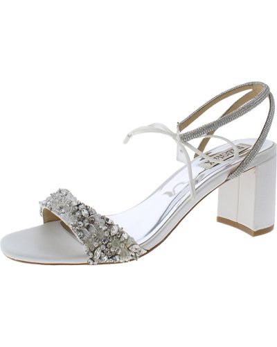 Badgley Mischka Kay Embellished Square Toe Block Heel - White