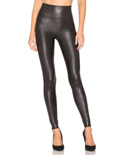 Spanx Faux Leather Quilted Leggings - Black