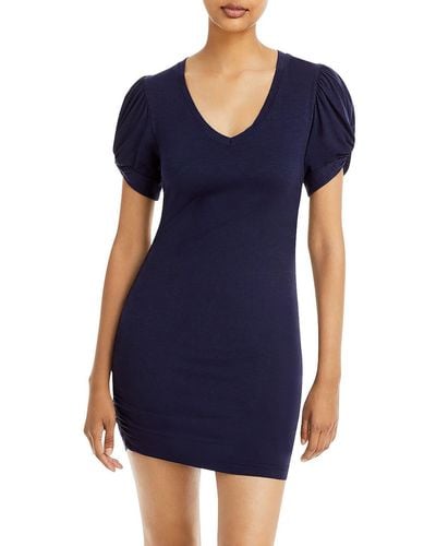 Sundry Juniors V-neck Mini T-shirt Dress - Blue