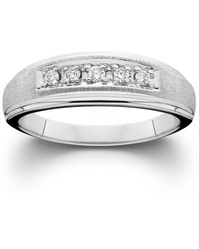 Pompeii3 Diamond Wedding Brushed Ring 10k Gold - White