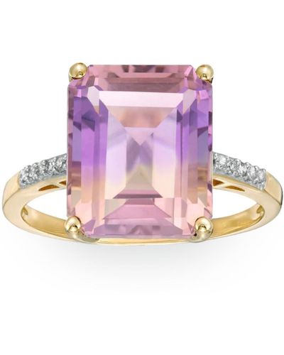 Pompeii3 7 Ct Emerald Cut Amethyst Diamond Ring - Purple
