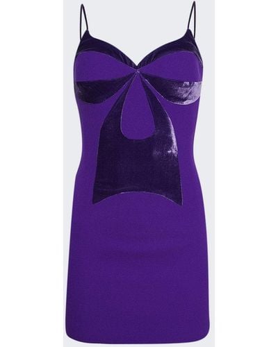 Sergio Hudson Mini Dress With Velvet Detail - Purple