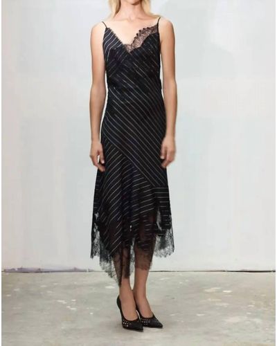 Jason Wu Pinstripe Lace Strappy Cocktail Dress - Black