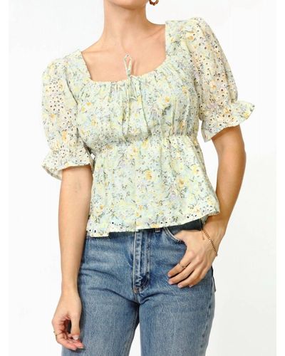 Greylin Elsa Embroidered Puff Sleeve Blouse - Natural