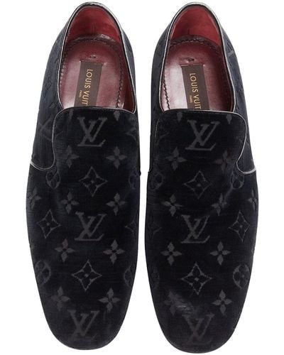 Louis Vuitton Lv Monogram Velvet Le Smoking Loafer Shoes - Blue