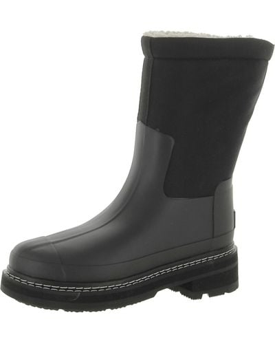 HUNTER Mid Calf lugged Sole Winter & Snow Boots - Black