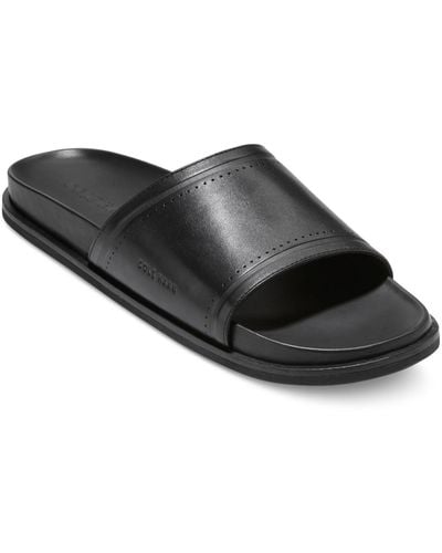Cole Haan Modern Classic Leather Footbed Slide Sandals - Black